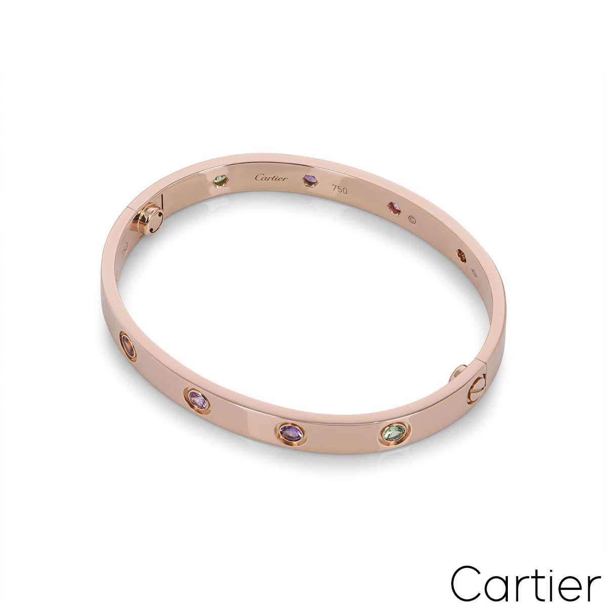 Cartier Rose Gold Coloured Stones Love Bracelet Size 18 B6036518